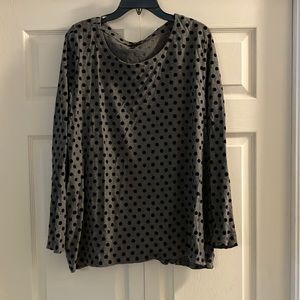 Talbots Womens Top 3X Long Sleeve Gray polka dot